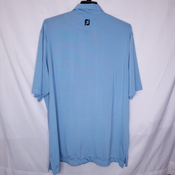 Footjoy Polo Shirt Men 3XL Striped Blue, White Golf Performance Activewear - Picture 6 of 12